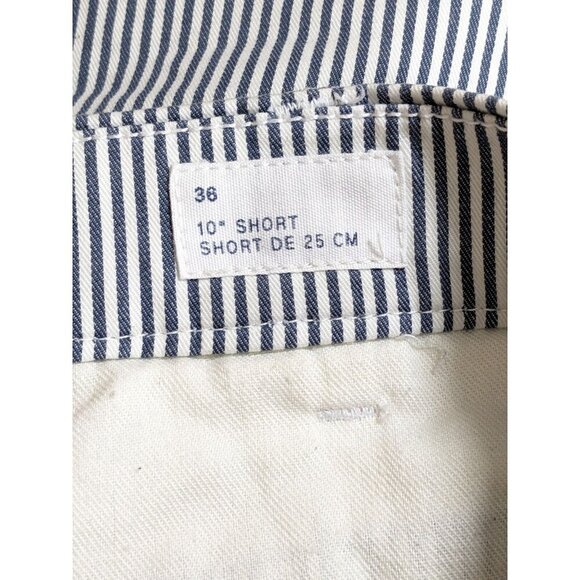 Gap 10 inch Shorts Mens Size 36 Gray White Railroad Stripe Cotton Stretch Pocket - Picture 3 of 4